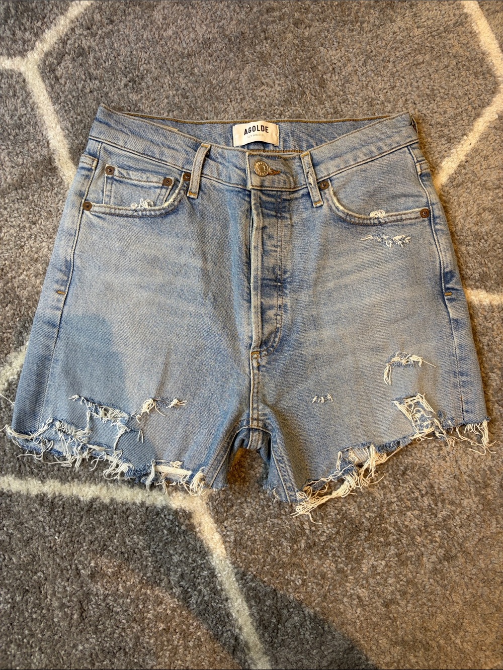 AGOLDE Distressed Denim Cutoff Shorts – Size 27
